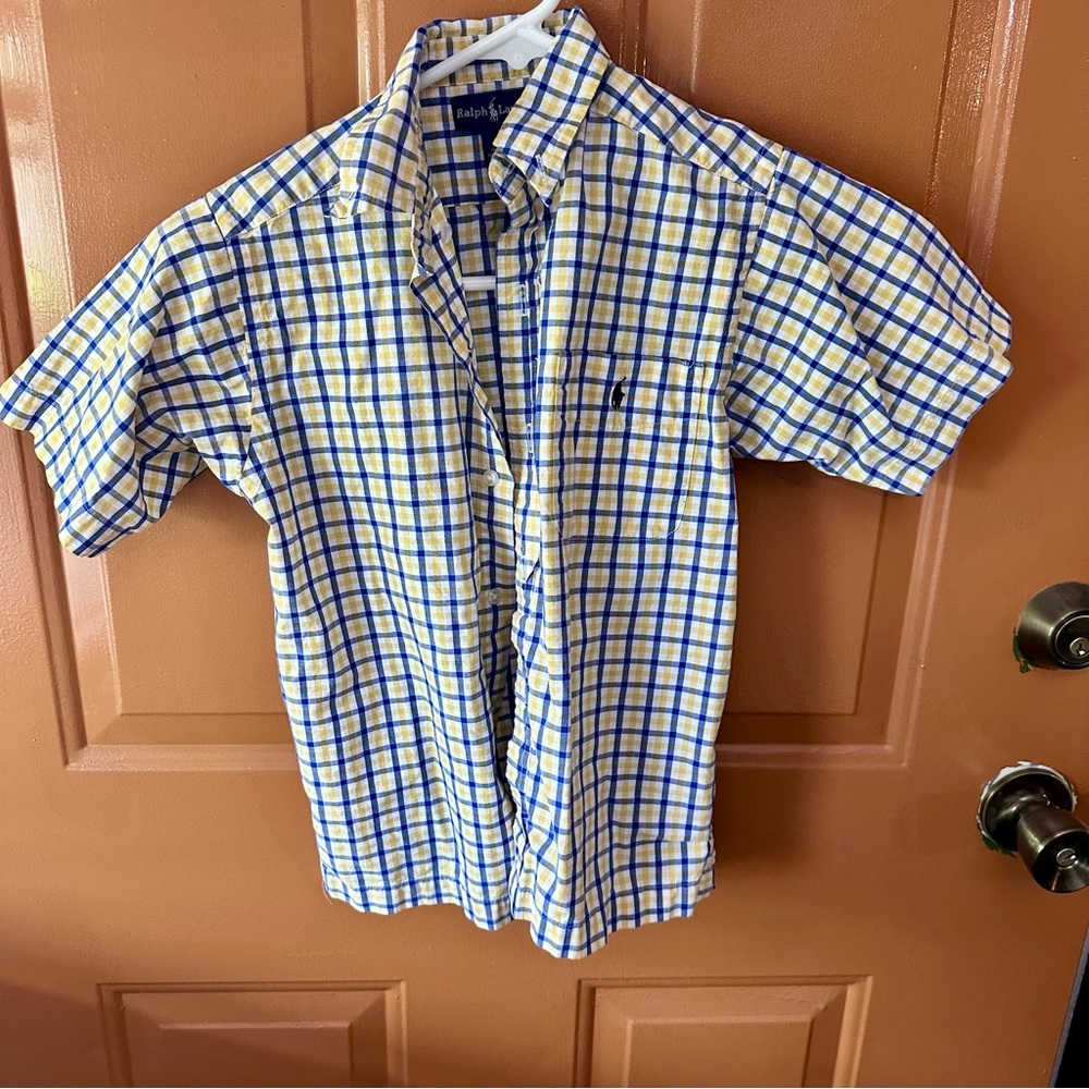 Ralph Lauren Blue and Yellow Casual Button Down Shirt
